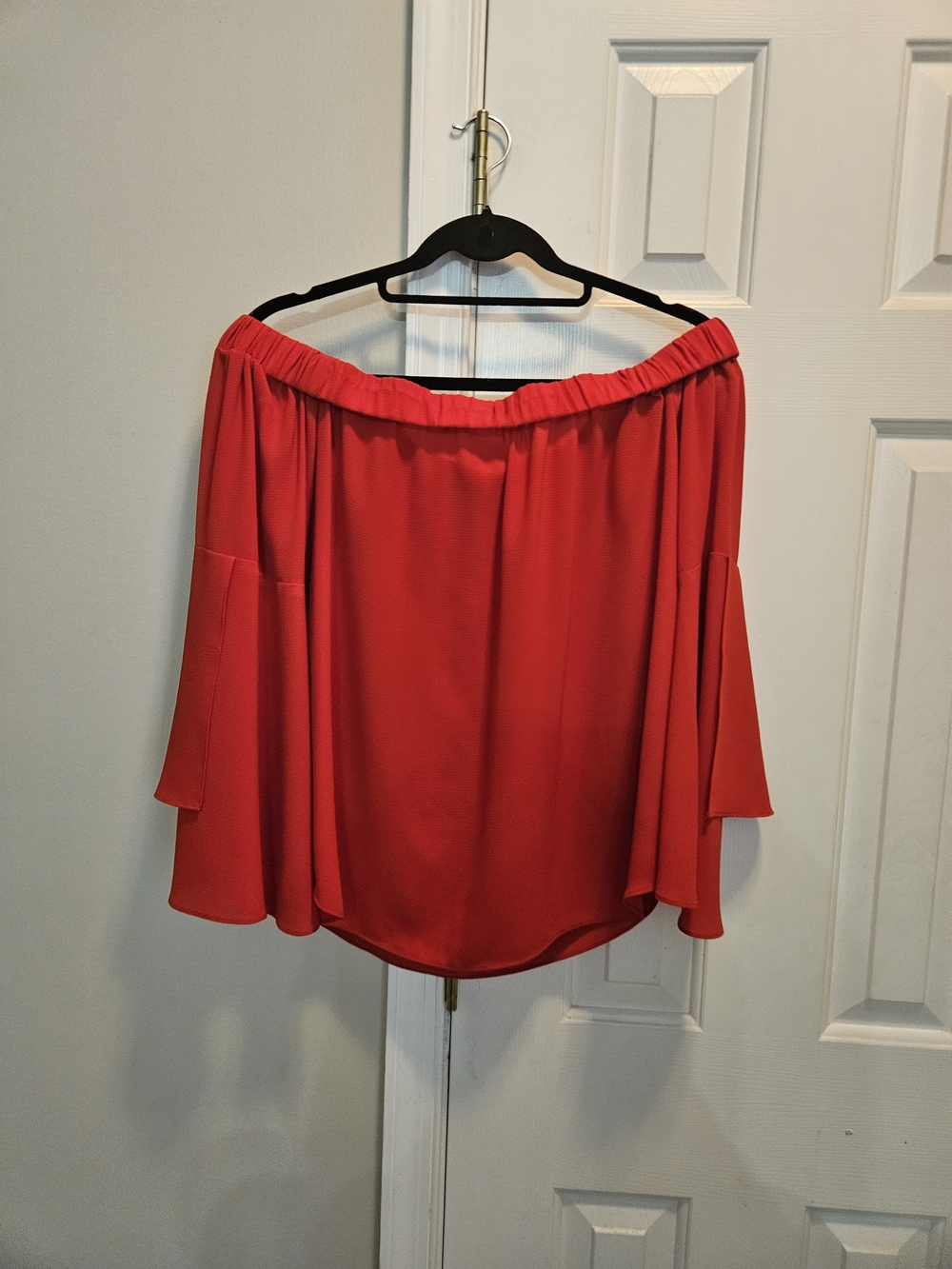 ANTONIO MELANI Vibrant Red Off-the-Shoulder Blouse